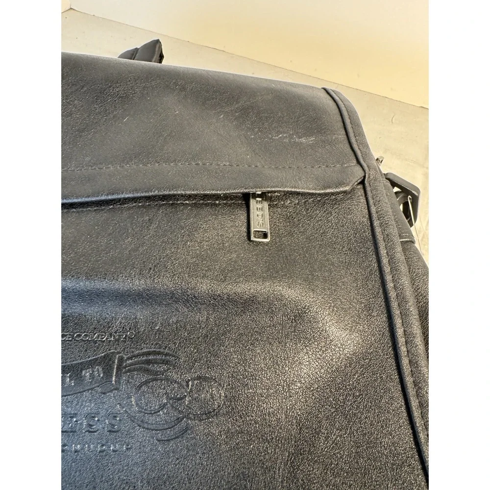 Solid Black leather messenger bag With Inside Pockets And Back Pack Handles